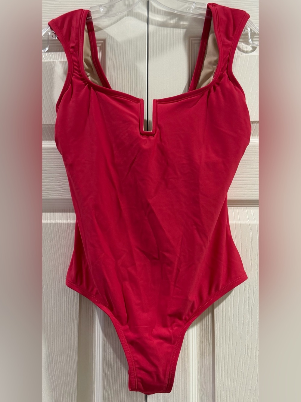 Kona Sol Womens One Piece Swimsuit Sz M Red Solid D Cup Tummy Control Wide Strap
